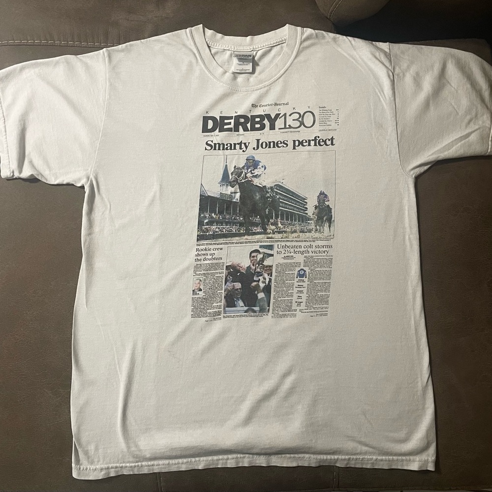 Vintage Smarty Jones Kentucky Derby Victory Horse Racing Shirt Men's L